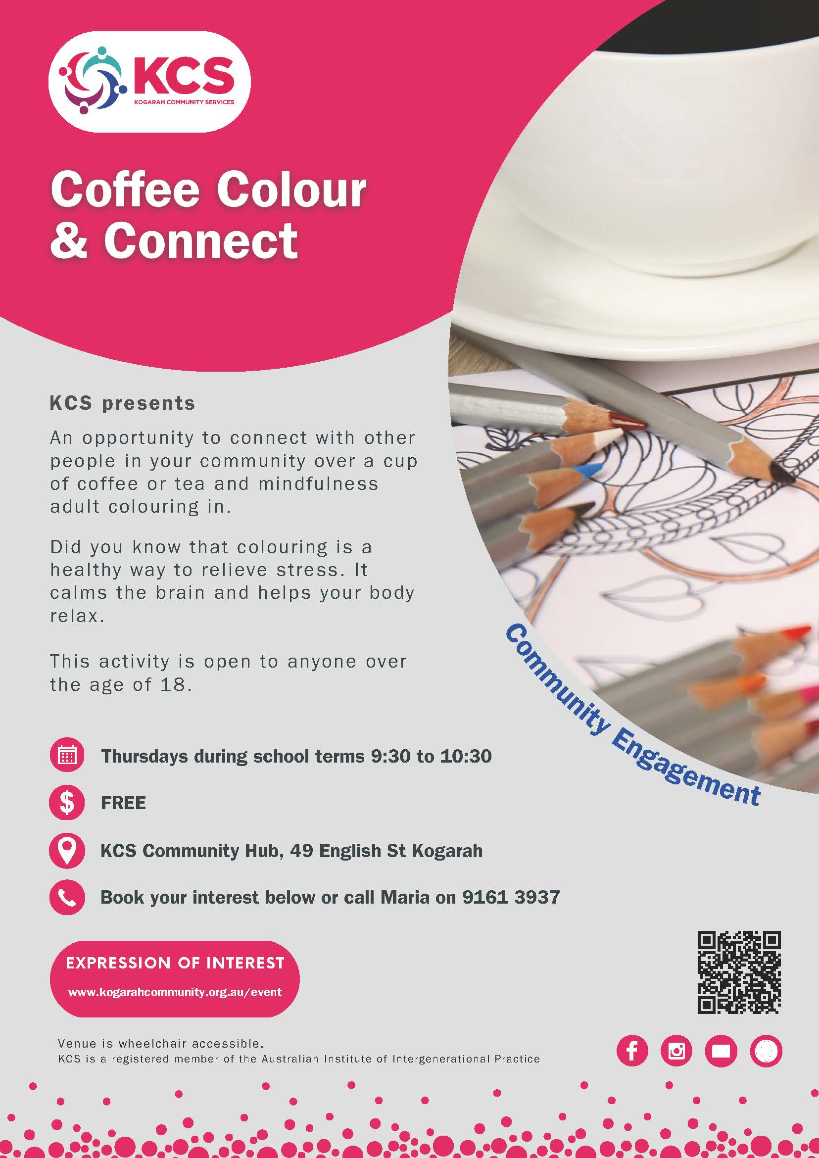 Coffee, Colour & Connect (Thursdays during school terms)